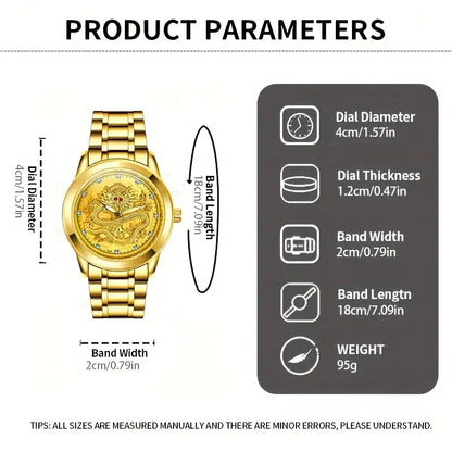 Slim Man Golden Dragon Design Watch