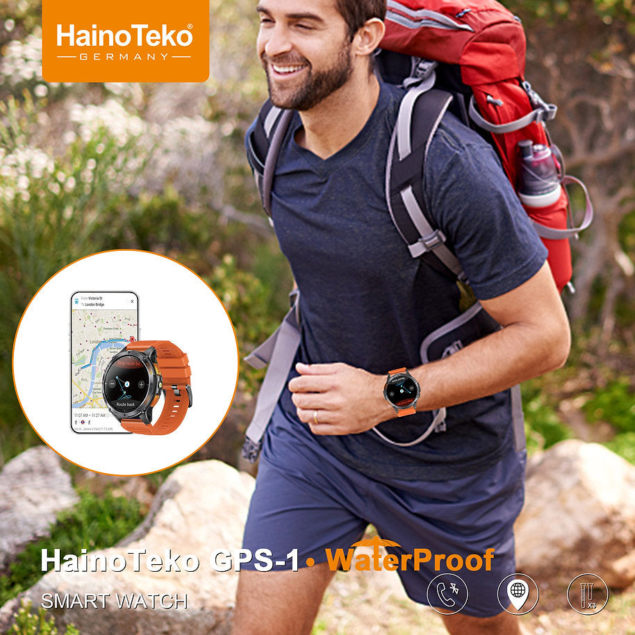 Men’s Smart Watch with Built-in GPS & AMOLED Display – Haino Teko GPS-1