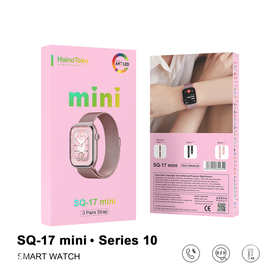 Women’s Smart Watch with AMOLED Display & 3 Straps – Haino Teko SQ-17 Mini