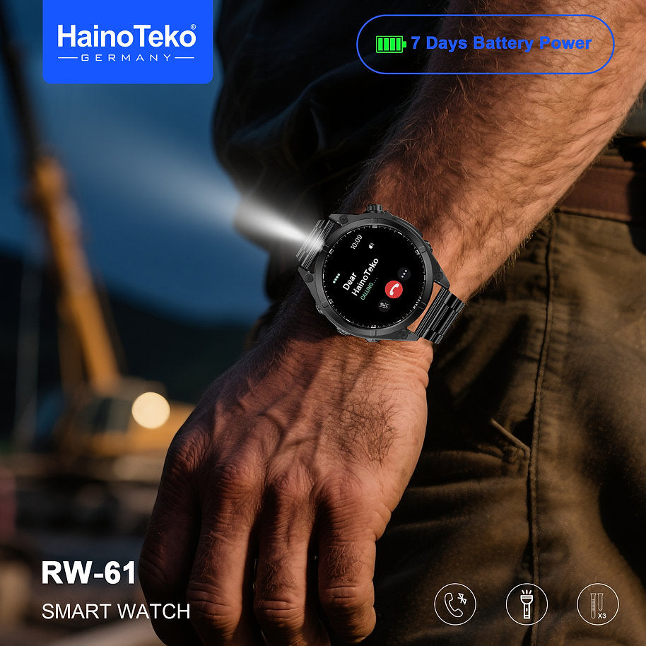 Unisex Smart Watch with Round AMOLED Display & Flashlight – Haino Teko RW-61