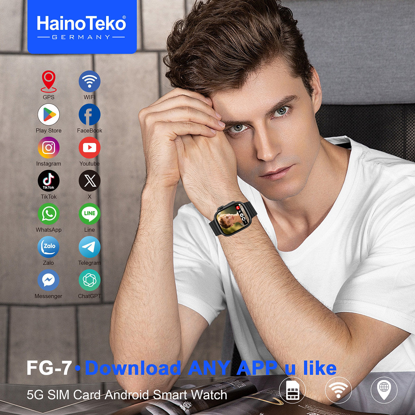 Men’s Smart Watch with Bluetooth Calling, Fitness & Heart Rate Monitor – Haino Teko FG-7