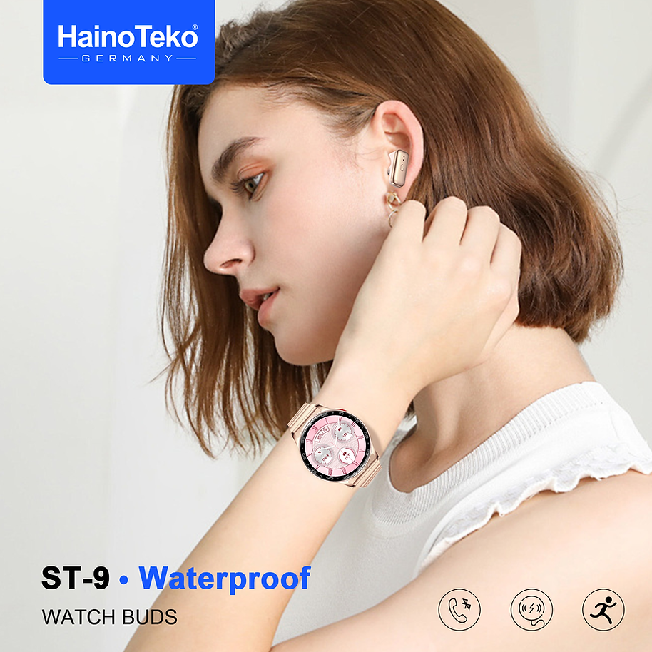 Unisex Smart Watch with Built-in Earbuds & Waterproof Design – Haino Teko ST-9