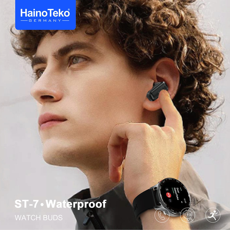 Smart Watch with Integrated Earbuds & AMOLED Display – Haino Teko ST-7