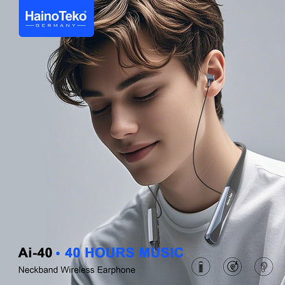 AI Voice Control Neckband Earphones with 40-Hour Battery – HainoTeko Ai-40