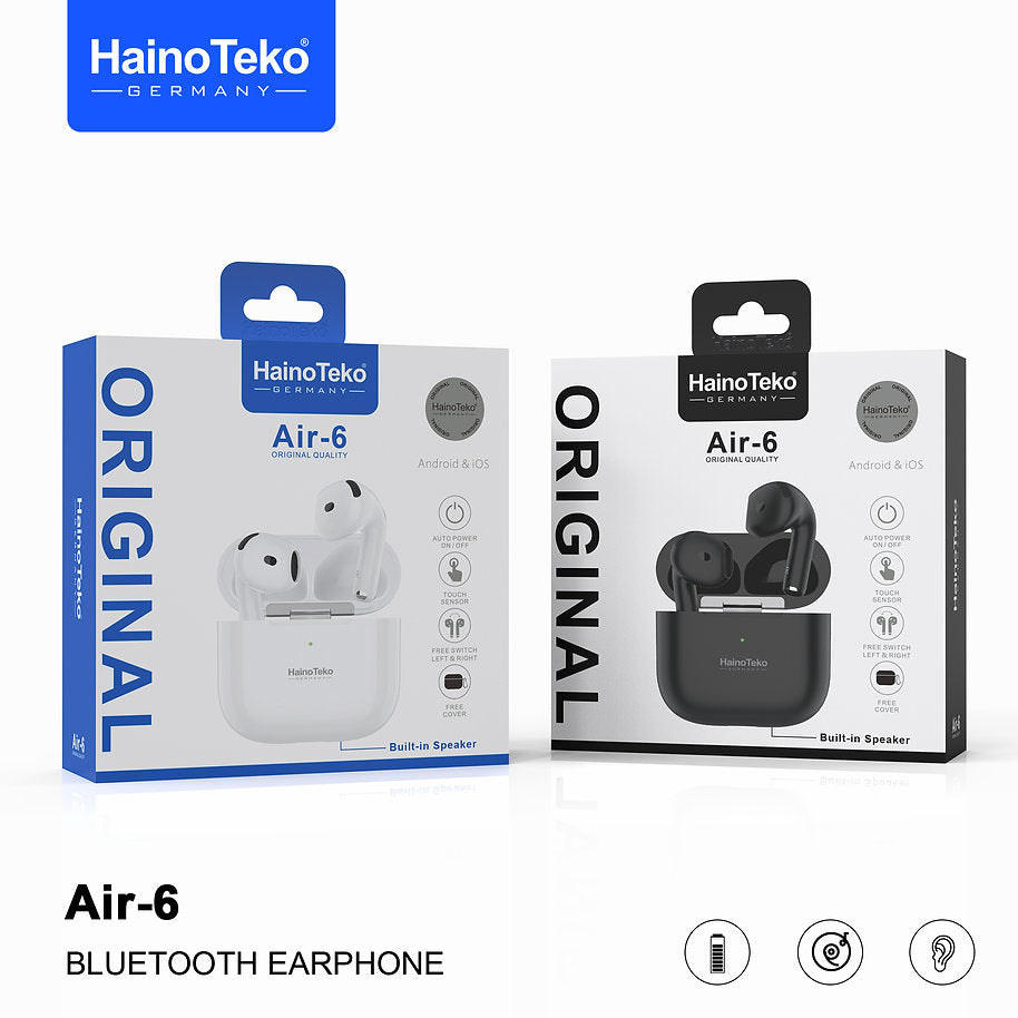 True Wireless Stereo Earbuds with Touch Control & HD Mic – HainoTeko Germany Air 6