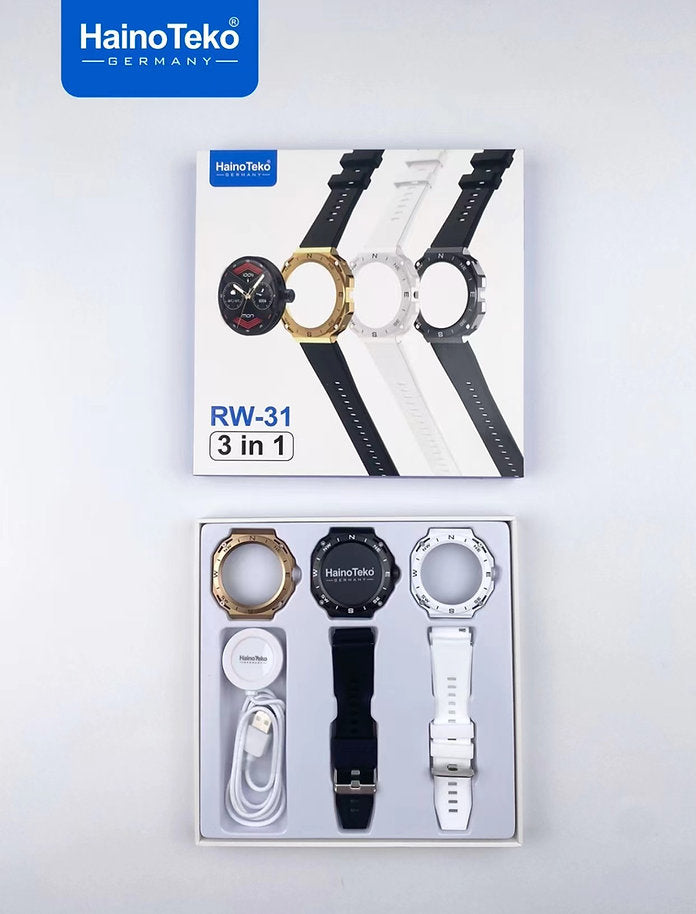 Unisex 3-in-1 Smart Watch with Triple Case & Fitness Tracking – Germany RW31