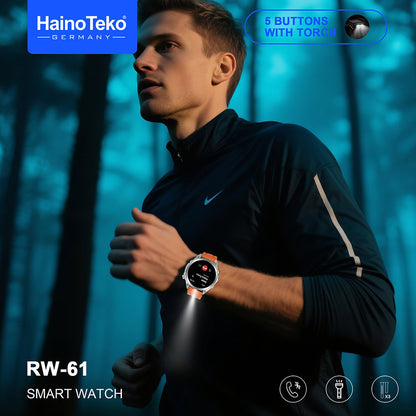 Unisex Smart Watch with Round AMOLED Display & Flashlight – Haino Teko RW-61
