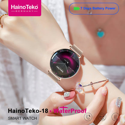 Women’s Smart Watch with Round AMOLED Display & BT Calling – Haino Teko 18