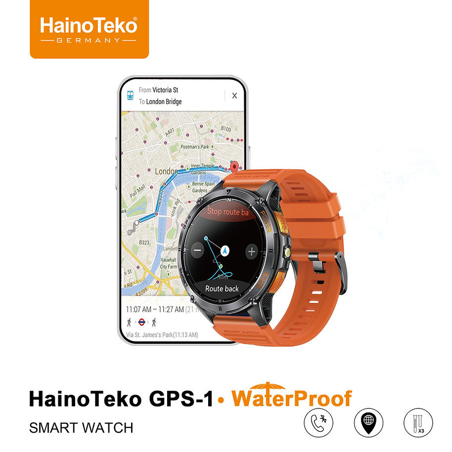 Men’s Smart Watch with Built-in GPS & AMOLED Display – Haino Teko GPS-1