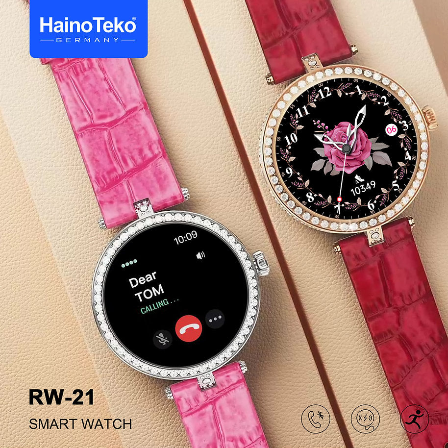 Women’s Stylish Smart Watch with Bluetooth Call & Gold Dial – Haino Teko RW-21