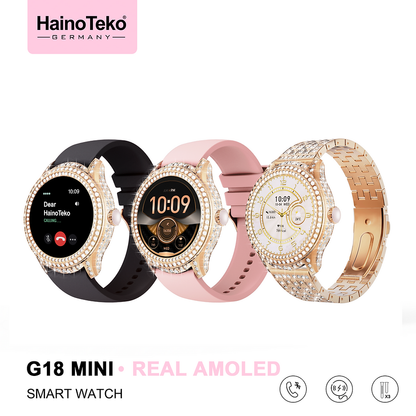 Women’s Smart Watch with Real AMOLED Display & 3 Straps – Haino Teko G18 Mini
