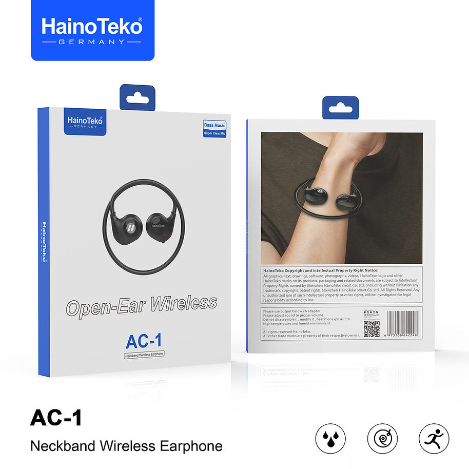 Open-Ear Bluetooth Wireless Earphones with Clear Mic – Haino Teko AC1