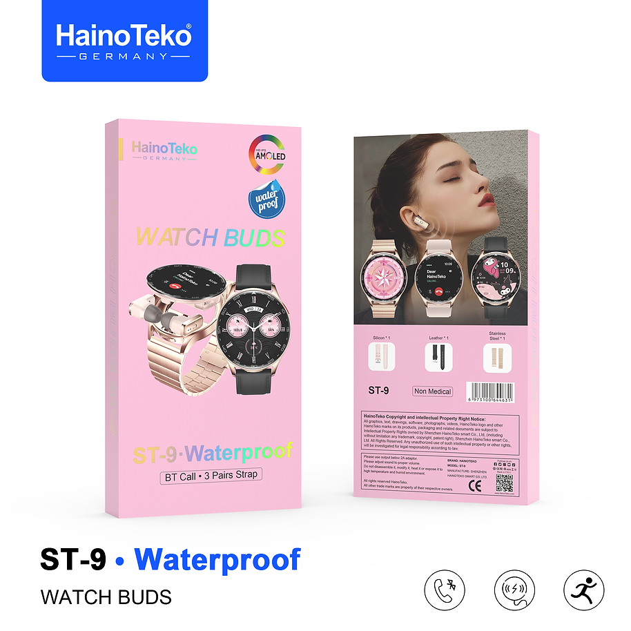 Unisex Smart Watch with Built-in Earbuds & Waterproof Design – Haino Teko ST-9