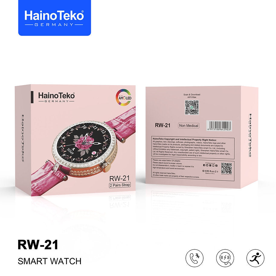 Women’s Stylish Smart Watch with Bluetooth Call & Gold Dial – Haino Teko RW-21