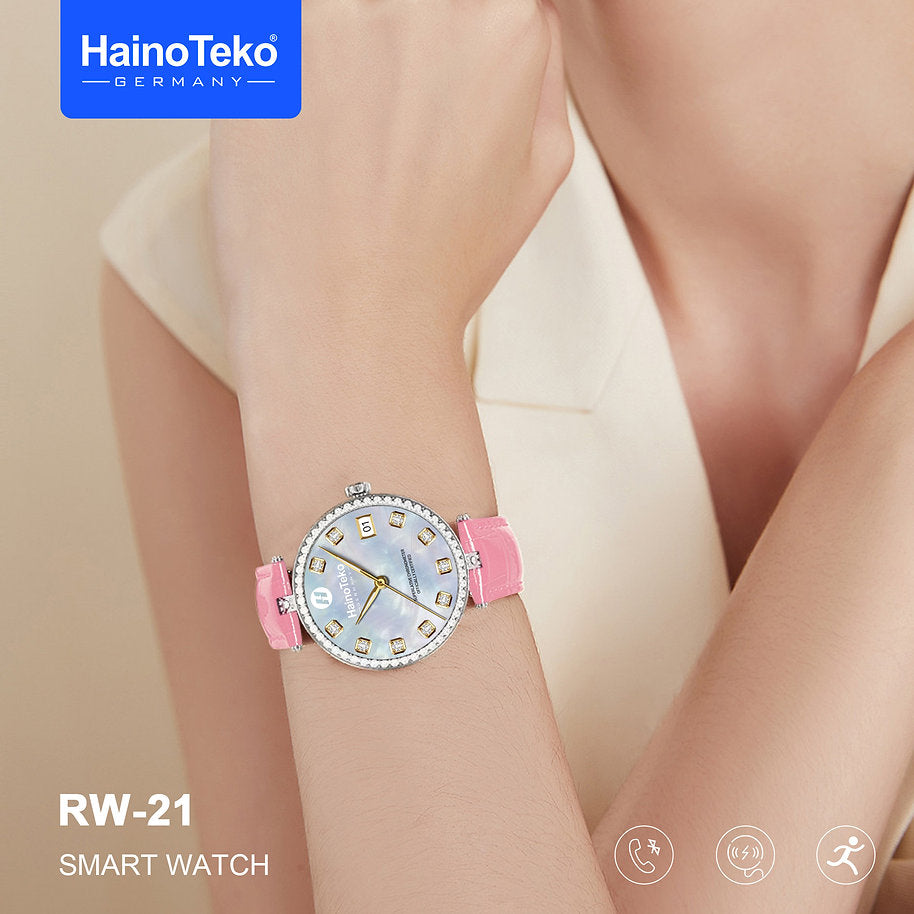 Women’s Stylish Smart Watch with Bluetooth Call & Gold Dial – Haino Teko RW-21