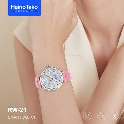 Women’s Stylish Smart Watch with Bluetooth Call & Gold Dial – Haino Teko RW-21