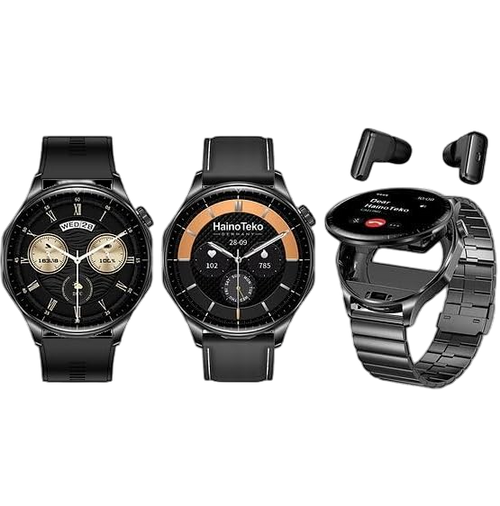 Men’s Smart Watch with Built-in Wireless Earbuds & AMOLED Display – Haino Teko 12