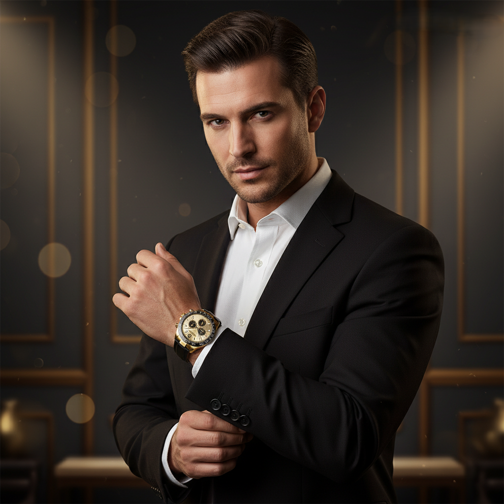 Men’s Round Smart Watch with King Bracelet & Wireless Charger – RW26