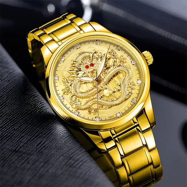 Slim Man Golden Dragon Design Watch