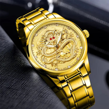 Slim Man Golden Dragon Design Watch