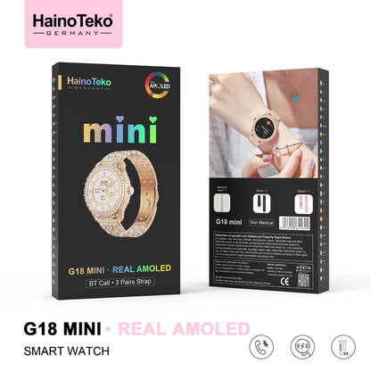 Women’s Smart Watch with Real AMOLED Display & 3 Straps – Haino Teko G18 Mini