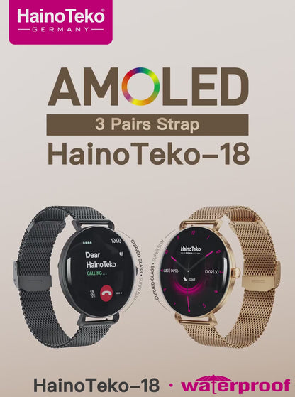 Women’s Smart Watch with Round AMOLED Display & BT Calling – Haino Teko 18