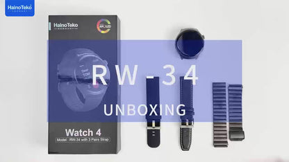 Men’s Smart Watch with AMOLED Display & 3 Straps – Haino Teko RW-34