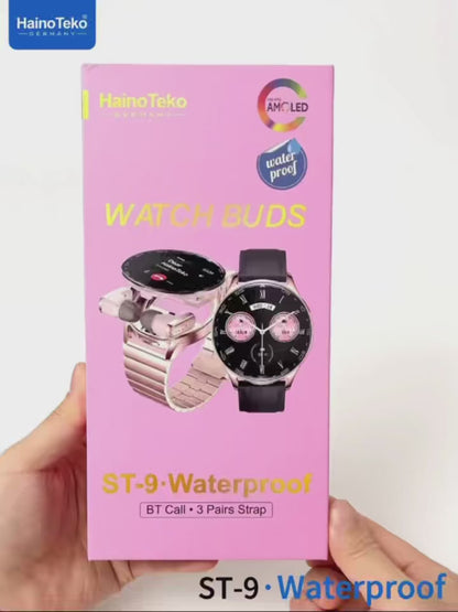 Unisex Smart Watch with Built-in Earbuds & Waterproof Design – Haino Teko ST-9